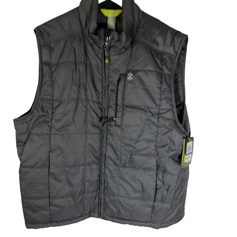 IZOD PerformX Mens XL Gray Quilted Puffer Vest Full Zip Sleeveless Jacket NEW